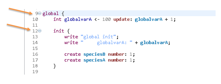 Code folding collapses all code lines that belong to the selected hierarchical element.