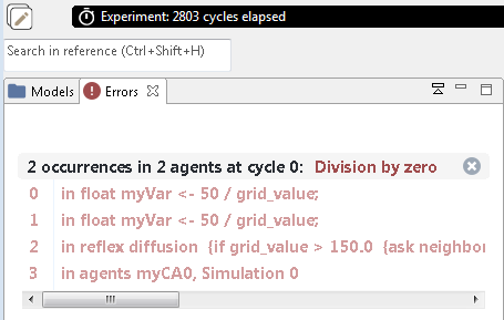 Run-time error message in GAMA that tells you that you tried to divide by zero.