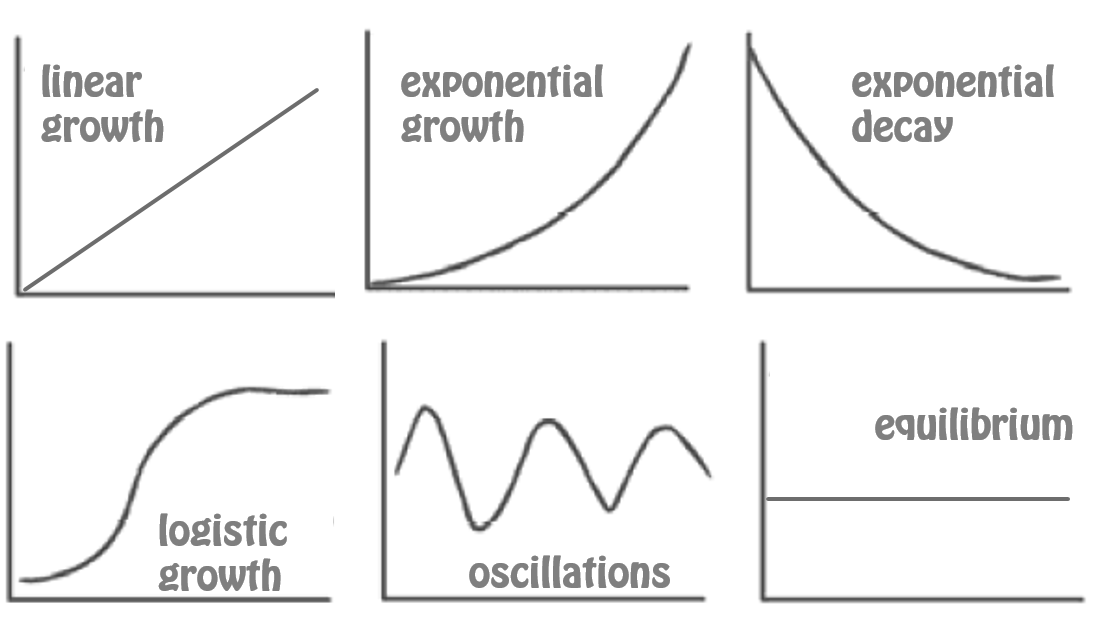 The six basic processes that result from flows between stocks.